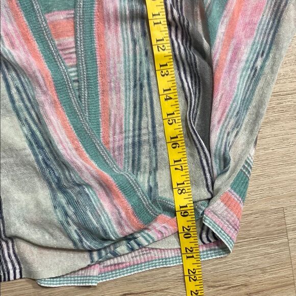 NIC+ZOE Petite Large 4-Way Cardigan Striped Linen Blend Pastel Knit Top - Picture 14 of 15